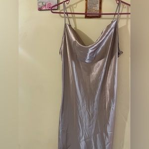 Bebe Satin Cowl Neck Slip Midi Dress